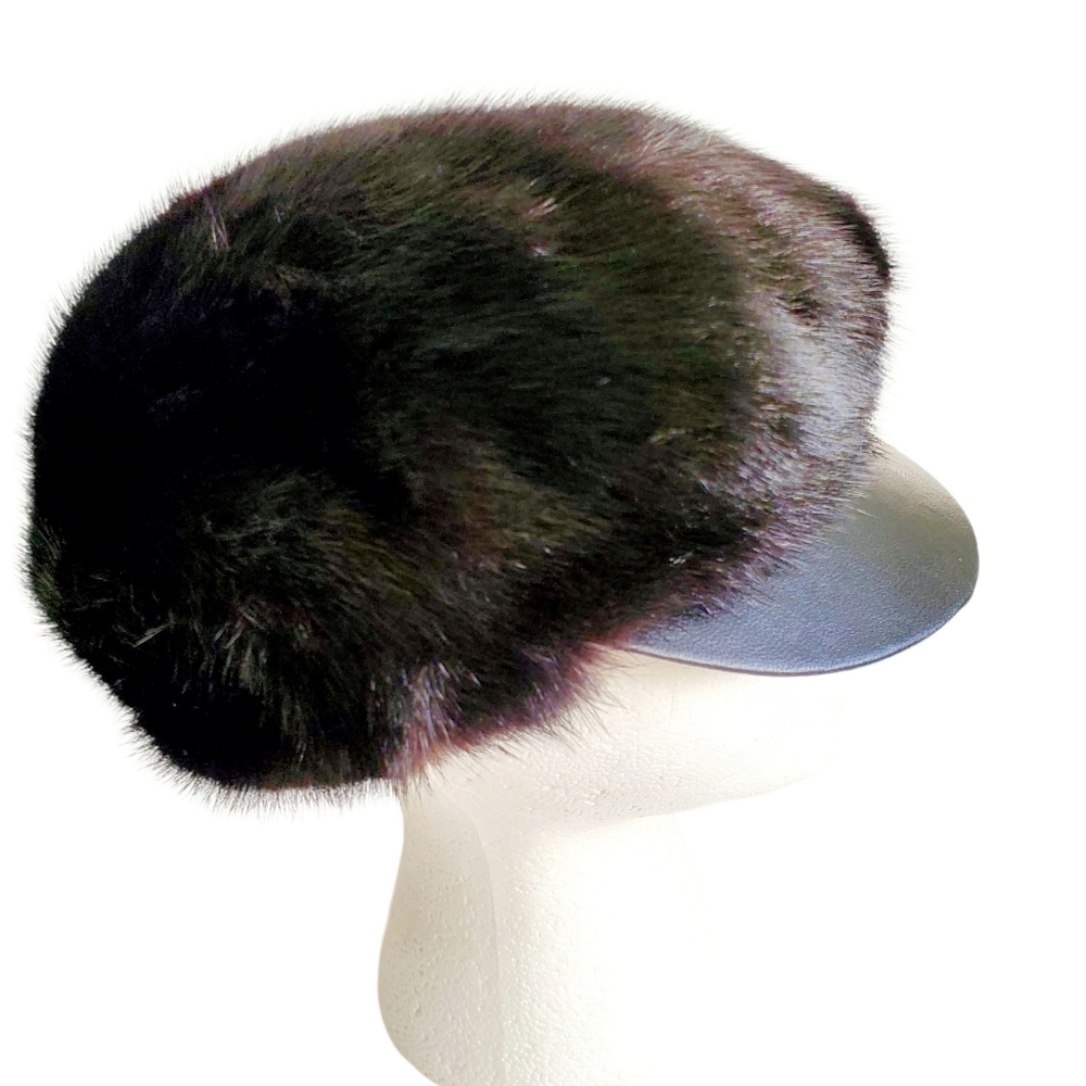 Mink Cap Full Skin with Leather Bib